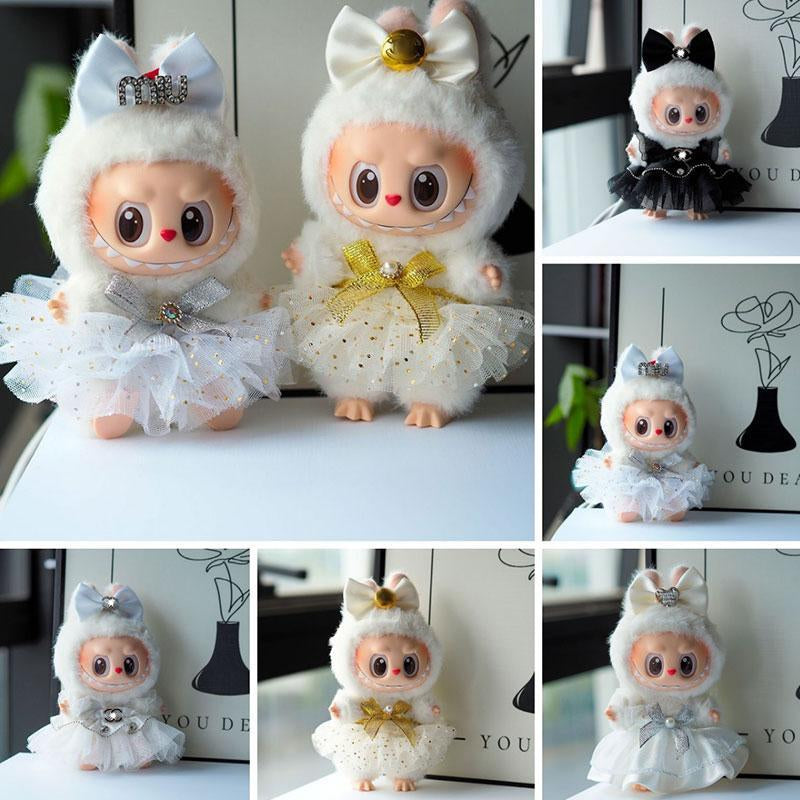 LABUBU Doll Dress Set, Angel Lace with Dress and Headpiece, Perfect Doll Accessories for Creative Play