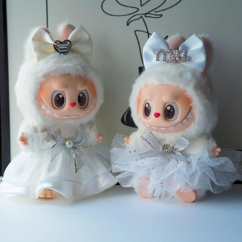 LABUBU Doll Dress Set, Angel Lace with Dress and Headpiece, Perfect Doll Accessories for Creative Play