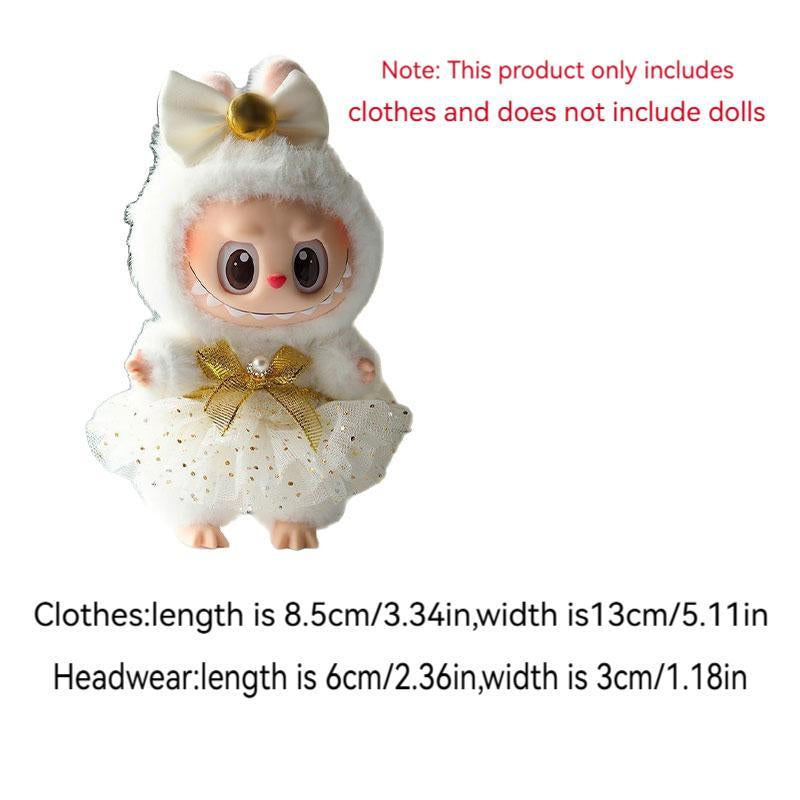 LABUBU Doll Dress Set, Angel Lace with Dress and Headpiece, Perfect Doll Accessories for Creative Play