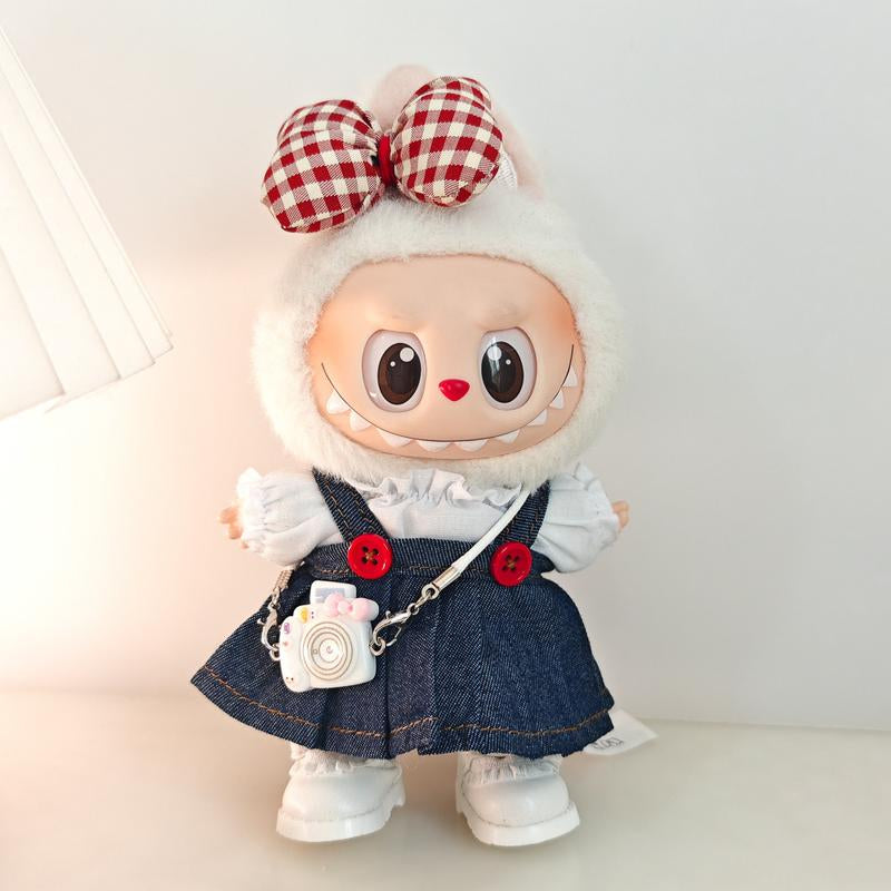 La-Bu-Bu 17Cm Doll Clothes Labubu Outfit Doll Clothes Bone Set Clothes Accessoriesor for Labubu Clothes Men Shirt