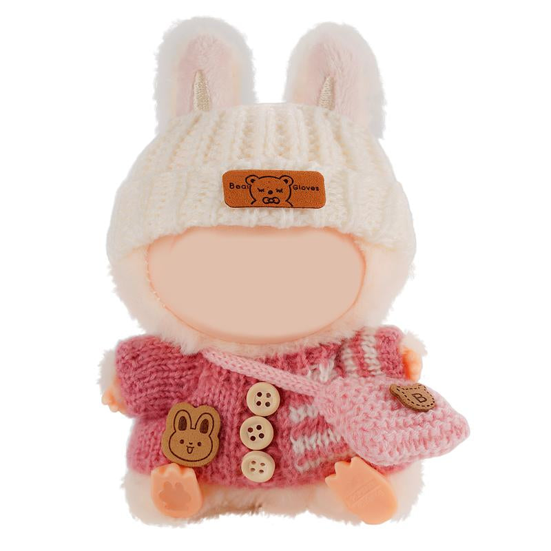 Clothes for LABB, Clothes Set for Dolls, Crochet 3 Piece Set Hat Clothes Backpack, Stylish Adorable Dolls Clothes Accessories (No Doll) (Pink) Outfits