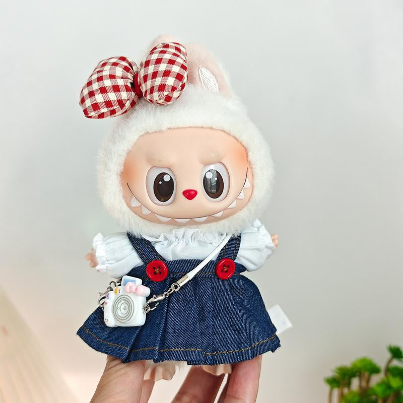 La-Bu-Bu 17Cm Doll Clothes Labubu Outfit Doll Clothes Bone Set Clothes Accessoriesor for Labubu Clothes Men Shirt