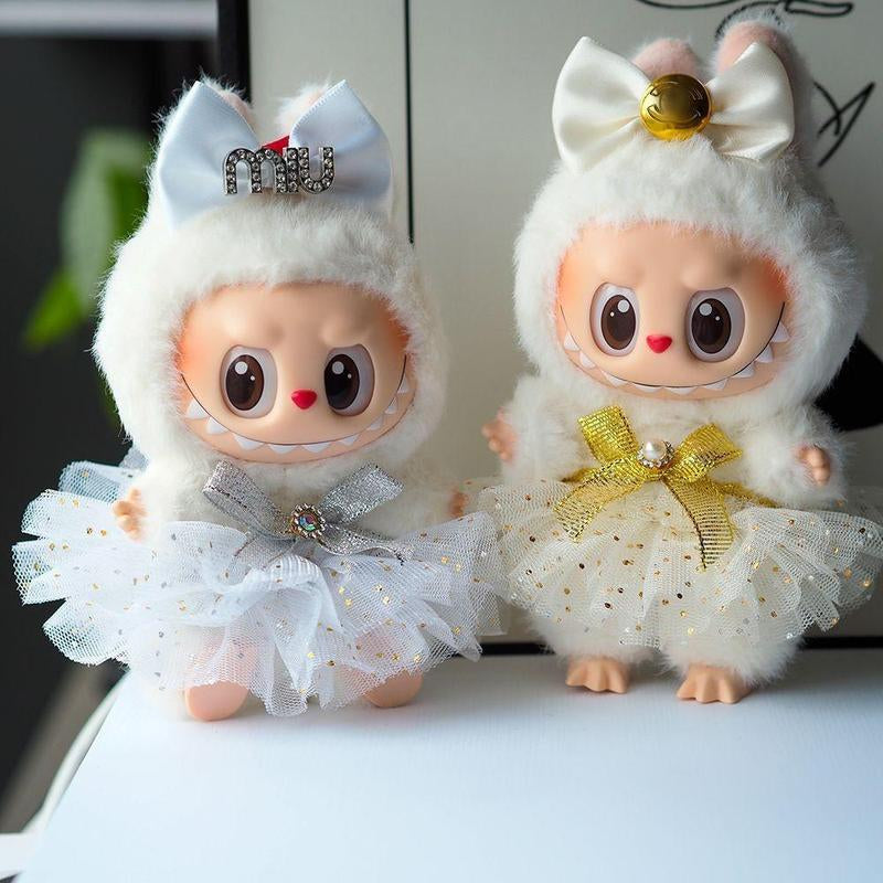 LABUBU Doll Dress Set, Angel Lace with Dress and Headpiece, Perfect Doll Accessories for Creative Play