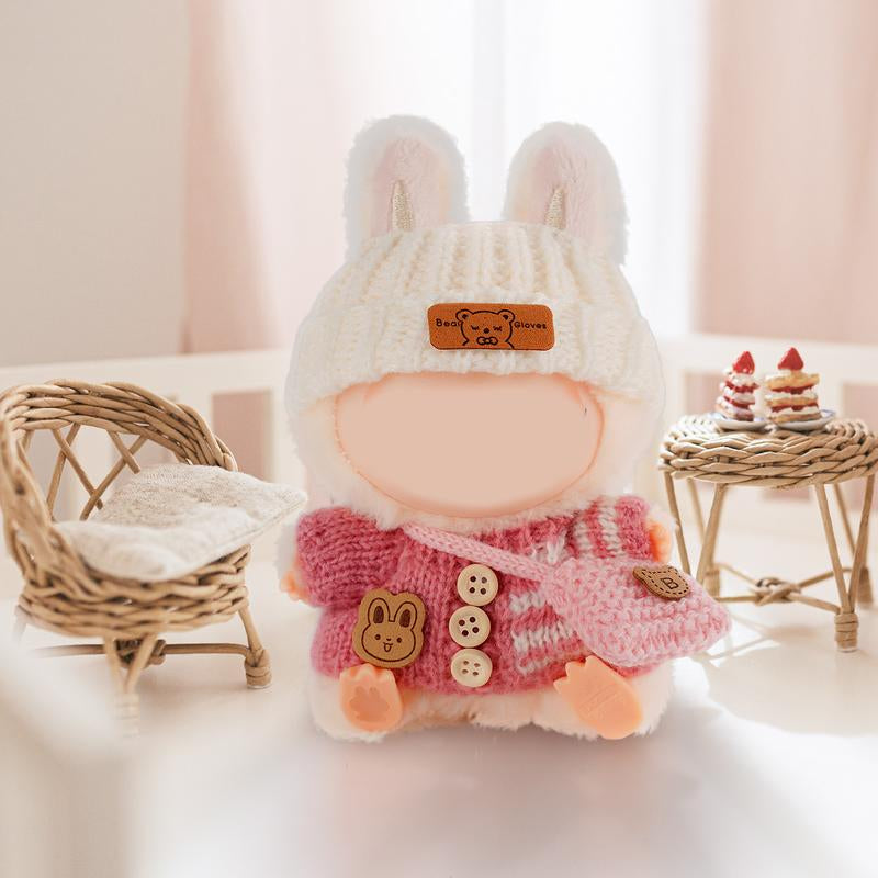 Clothes for LABB, Clothes Set for Dolls, Crochet 3 Piece Set Hat Clothes Backpack, Stylish Adorable Dolls Clothes Accessories (No Doll) (Pink) Outfits