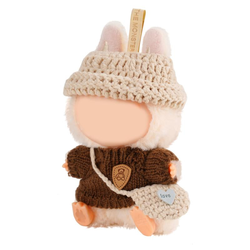 Clothes for LABB, Clothes Set for Dolls, Crochet 3 Piece Set Hat Clothes Backpack, Stylish Adorable Dolls Clothes Accessories (No Doll) (Pink) Outfits