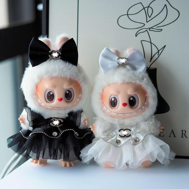 LABUBU Doll Dress Set, Angel Lace with Dress and Headpiece, Perfect Doll Accessories for Creative Play